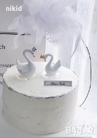 Двойка бели лебеди фигурки от смола украса за торта и др фигурка лебед , снимка 3 - Други - 28019107