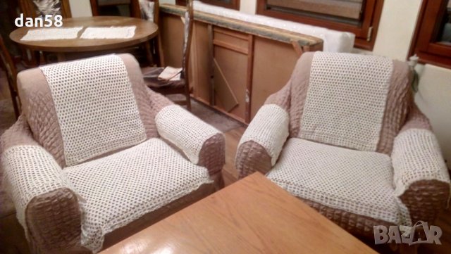 Ръчно плетена на 1 кука кувертюра за троен диван и 2 фотьойла, снимка 4 - Други - 26773338
