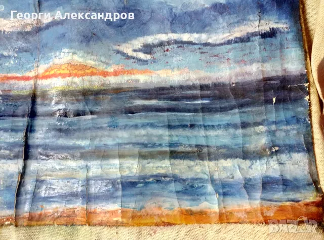Стара МАСЛЕНА КАРТИНА - МОРЕ, снимка 3 - Антикварни и старинни предмети - 48073536