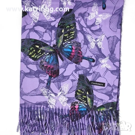 Кашмирен дамски шал в лилаво с пеперуди Код на продукта:sh-10-1