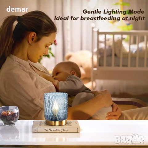 Настолна лампа LeeZM, за романтична атмосфера синя и сива, снимка 6 - Настолни лампи - 43107572