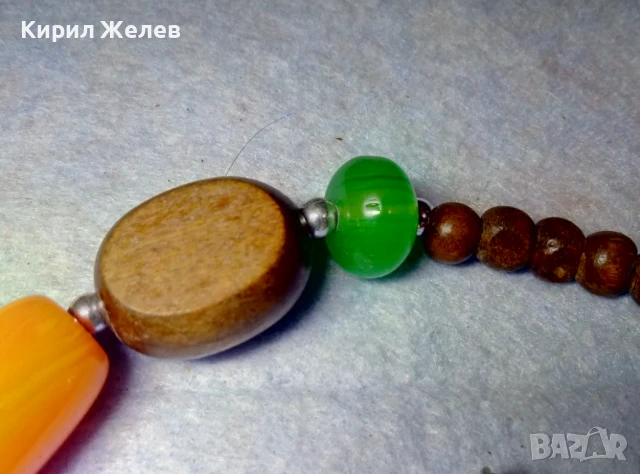 ЕТНО АРТ СТИЛ ОГЪРЛИЦА с МУРАНО ТЮРКОАЗ ТОПЕН КЕХЛИБАР ЗЕЛЕН АХАТ и ДЪРВО ХЕНД МЕЙД НАКИТ 40427, снимка 11 - Колиета, медальони, синджири - 51371671