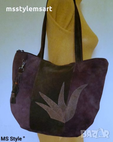 Дамска чанта от естествена кожа! Ръчна изработка!, снимка 5 - Чанти - 34810084