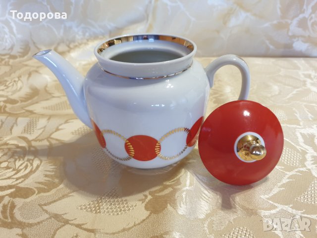 Порцеланов руски чайник -Дружковский фарфоровый завод, снимка 3 - Сервизи - 34716693
