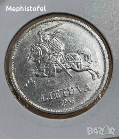 10 литаса 1936 г, Литва - сребърна монета, рядка, снимка 4 - Нумизматика и бонистика - 53269339