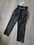 Нов чер кожен панталон с ластик на намаление, снимка 1