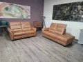 Кафяв кожен комплект дивани тройка и двойка MM-ZE1148, снимка 2