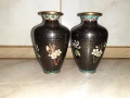 Cloisonne Клоазоне Чифт страхотни вази бронз клетъчен емайл, снимка 6