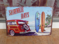 Метална табела кола Summer days плаж сърф къмпинг лято море , снимка 1