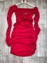 Нова червена елегантна парти коктейлна официална рокля миди midi дължина набрана , снимка 7