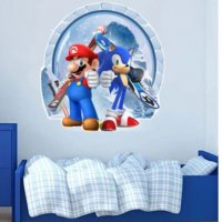 Соник Sonic и Супер Марио Super Mario самозалепващ стикер лепенка за стена и мебел детска стая, снимка 1 - Други - 32481139