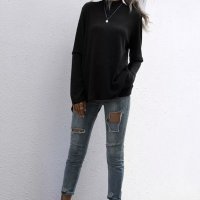 Едноцветен дамски плетен пуловер с висока яка и дълъг ръкав, 2цвята - 024, снимка 4 - Блузи с дълъг ръкав и пуловери - 43430635