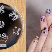 Котки с кълбо кръгла плочка / щампа шаблон за печат на нокти hehe 022, снимка 2 - Продукти за маникюр - 26317681