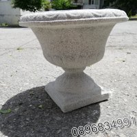 Голяма Кашпа/ Саксия от бетон - каменен цвят, снимка 3 - Саксии и кашпи - 37730612