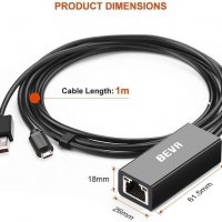 Chromecast и TV Stick Ethernet адаптер Micro USB към RJ45 LAN мрежов адаптер с USB 2.0 захранва, снимка 4 - Приемници и антени - 34877800
