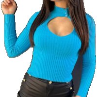 Топла блуза с отвор, цвят тюркоаз, снимка 1 - Блузи с дълъг ръкав и пуловери - 43722502