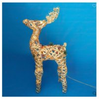 Коледен декоративен елен, златен блясък с 35 лампи, 80см , снимка 1 - Декорация за дома - 34778978