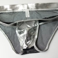 XL нови мъжки еротични слипове в сребристо и черна мрежа, снимка 9 - Бельо - 44072593