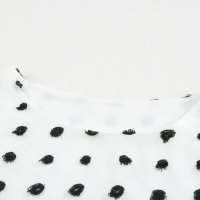 Дамска блуза в бяло с къс ръкав и принт на точки, снимка 5 - Тениски - 40397153