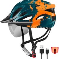 Нов Многофункционален шлем каска за колоездене Регулируем, LED Осветление, снимка 1 - Части за велосипеди - 43498832