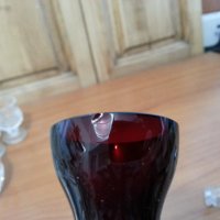 Кристални чаши с гарафа цветен червен кристал, снимка 10 - Антикварни и старинни предмети - 36553561