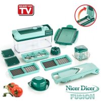 Революционно кухненско ренде Nicer Dicer Fusion - компактен комплект в 10 части, снимка 1 - Аксесоари за кухня - 39221951