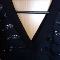 Черна блуза с пайети, снимка 4 - Блузи с дълъг ръкав и пуловери - 27021874