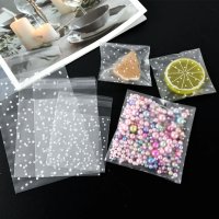 50 бр бели точки прозрачни опаковъчни пликчета торбички за дребни сладки ръчна изработка коледни, снимка 2 - Други - 20618827
