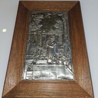 старинна картина от масивно дърво рамка,и статуетка слънце с римски символи , снимка 2 - Антикварни и старинни предмети - 43475122