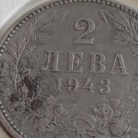 Стара монета 2 лева 1943г. България Цар Борис трети 31230, снимка 4 - Нумизматика и бонистика - 43966733