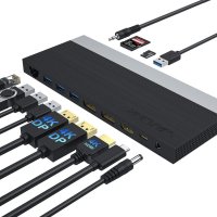USB C докинг станция с троен дисплей, USB C хъб, 13-в-1, снимка 1 - Други - 40762865
