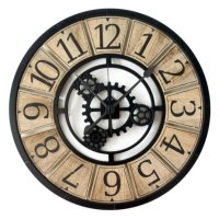 57см! Часовник в индустриален стил-дърво и метал, снимка 1 - Стенни часовници - 43020930