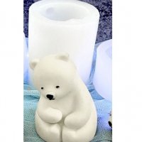 3d Бяла полярна мечка мече силиконов молд форма фондан шоколад гипс смола свещ сапун декор, снимка 1 - Форми - 37861133