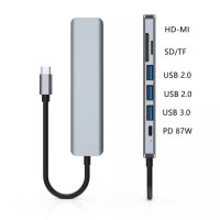 USB Хъб Type C - HDMI + CardReader Digital One SP00492 7in1 power adapter, снимка 2 - Друга електроника - 38063288