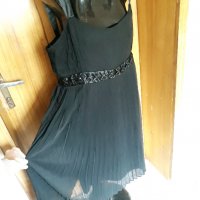 Черна дълга рокля плисе с мъниста под бюста ХЛ, снимка 3 - Рокли - 32855809
