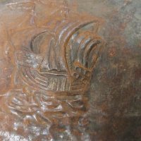 желязна кована чиния с кораб , снимка 3 - Антикварни и старинни предмети - 43256278