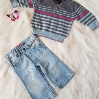 Пуловер Next  и дънки 6-9 месеца, снимка 1 - Бебешки дънки - 27407845