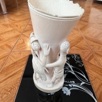 Красива старинна ваза от слонова кост с ръчно гравирани мотиви, снимка 3 - Декорация за дома - 44079940
