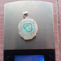 Сребърна висулка със син ахат, снимка 2 - Колиета, медальони, синджири - 33195070