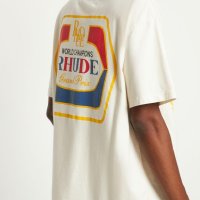 RHUDE Cream Grand Prix Hopps Logo Oversized Мъжка Тениска size S (M) и M (L), снимка 1 - Тениски - 42979314