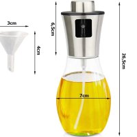 Стъклена Спрей бутилка за зехтин, олио или оцет 200 мл + фуния за пълнене, снимка 6 - Прибори за хранене, готвене и сервиране - 43886611