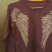 блуза с дълъг ръкав вишнева, снимка 4 - Блузи с дълъг ръкав и пуловери - 34825026