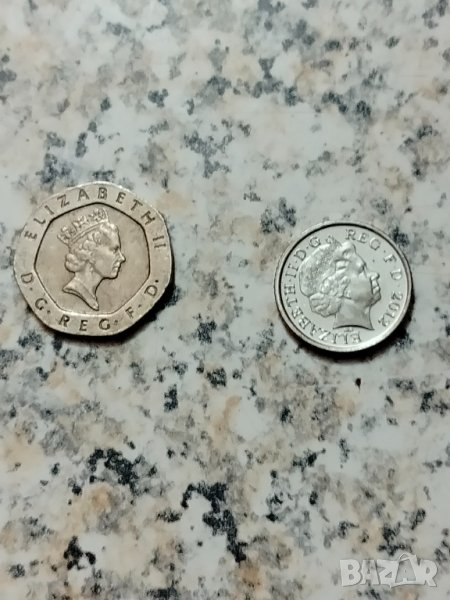 Лот монети с Елизабет II. 20 пенса 1996 и 5 пенса 2012, Великобритания., снимка 1