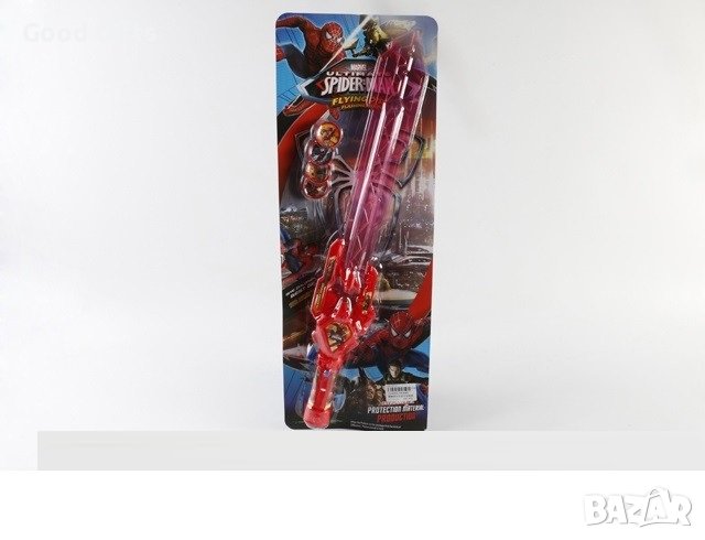 Светещ Меч на Спайдърмен с изстрелвачка и звуци, снимка 1