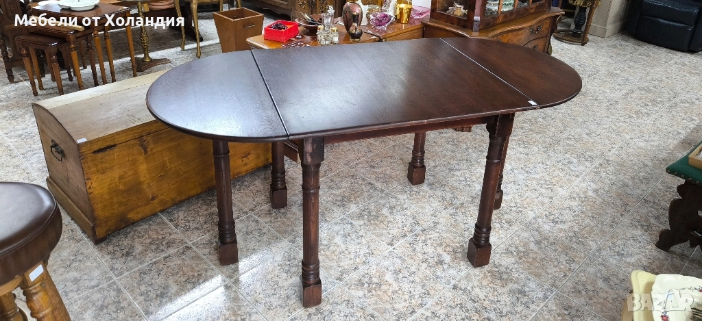 дъбова трапезна маса с падащи плотове, снимка 1