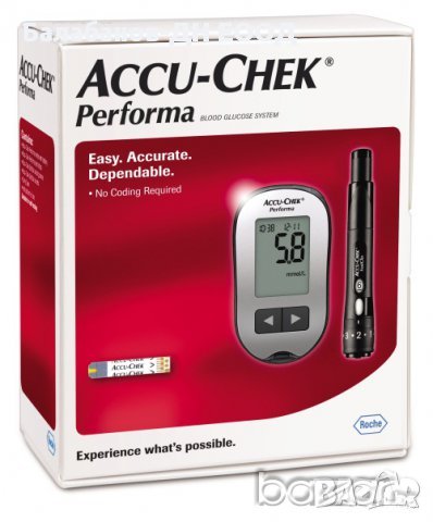 Глюкомер за измерване на кръвна захар Accu Chek Performa + 110 бр. тест ленти, снимка 1