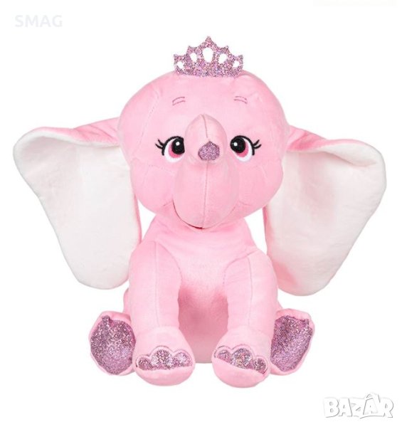 Детска играчка Плюшен слон Розова корона с блясък 32 см, снимка 1