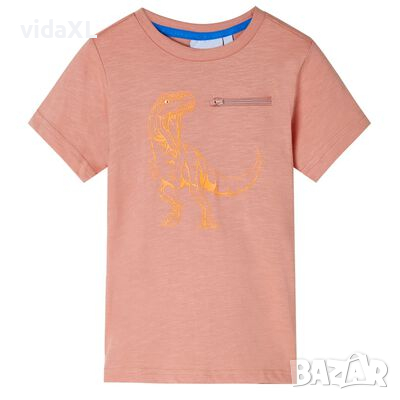 Детска тениска с къс ръкав, светлооранжева, 140（SKU:12223, снимка 1