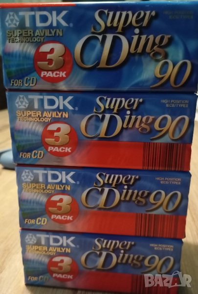 Лот от 12 бр чисто нови хромни касети TDK Super CDing 90, снимка 1