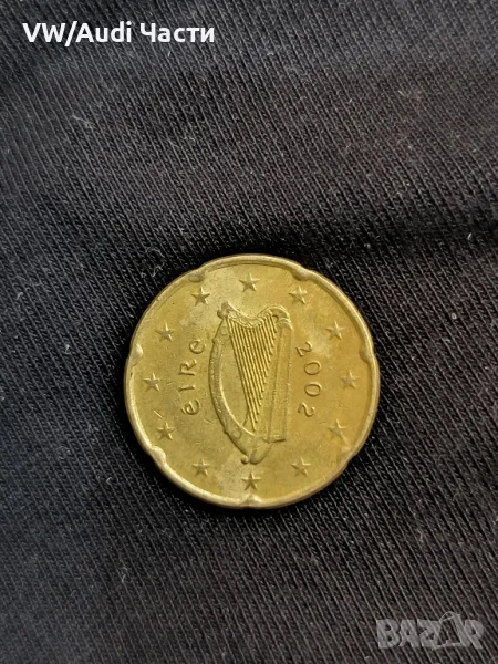 Монета 20 евро цента Ирландия 2002г. минт 20 Euro Cent Ireland , снимка 1